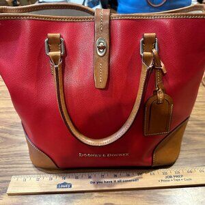 Dooney and Bourke RED Coated Canvas Chelsea Shopper and mini RED wristlet